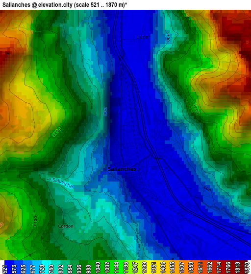 Sallanches elevation map