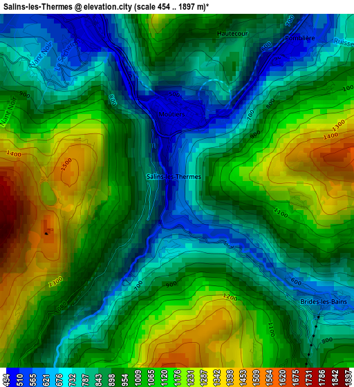 Salins-les-Thermes elevation map