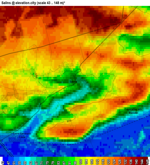 Salins elevation map