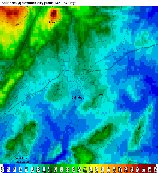 Salindres elevation map