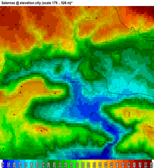 Salernes elevation map