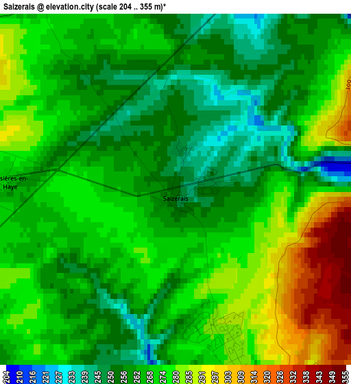 Saizerais elevation map