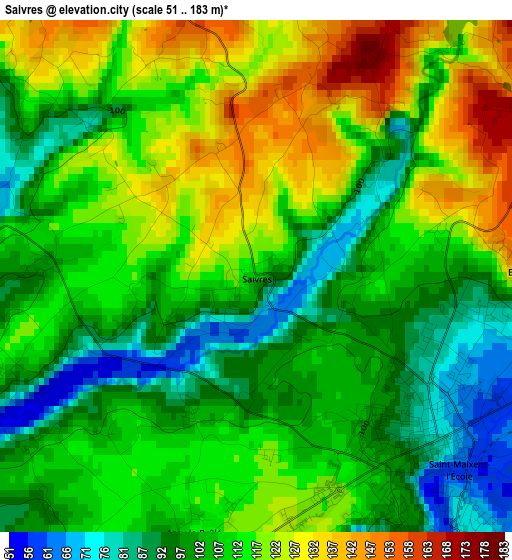 Saivres elevation map