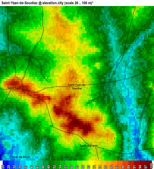 Saint-Yzan-de-Soudiac elevation map