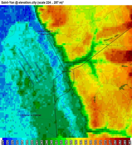 Saint-Yan elevation map