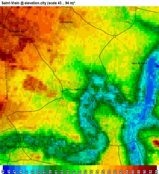 Saint-Vrain elevation map