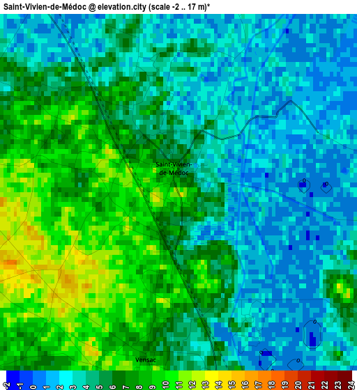 Saint-Vivien-de-Médoc elevation map