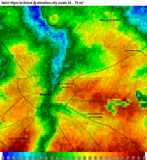 Saint-Vigor-le-Grand elevation map