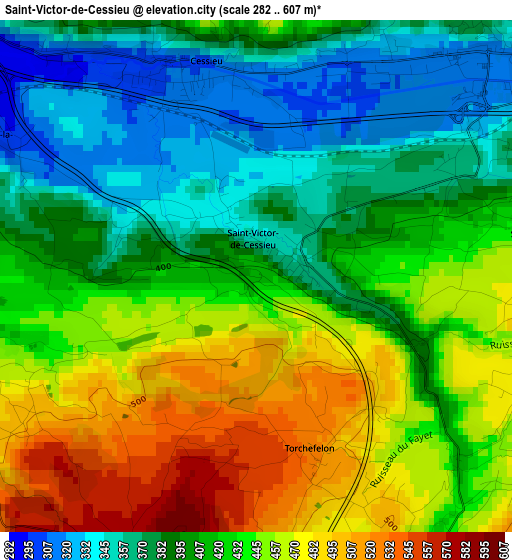 Saint-Victor-de-Cessieu elevation map