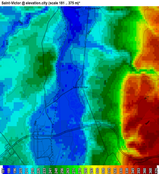 Saint-Victor elevation map