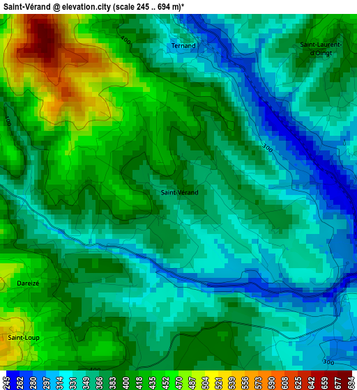 Saint-Vérand elevation map