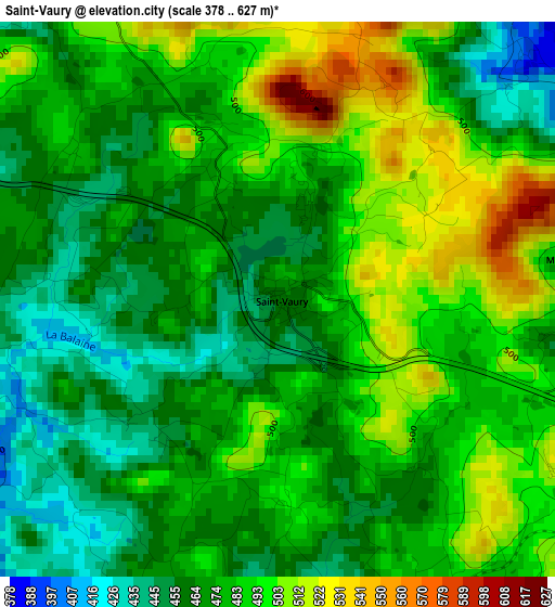 Saint-Vaury elevation map