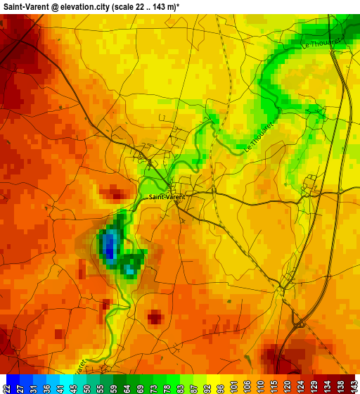 Saint-Varent elevation map