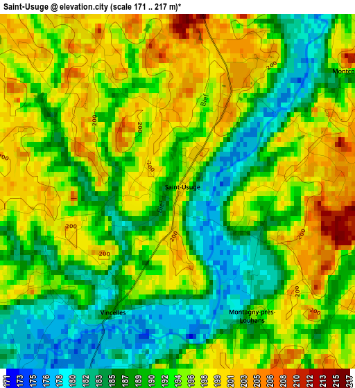 Saint-Usuge elevation map