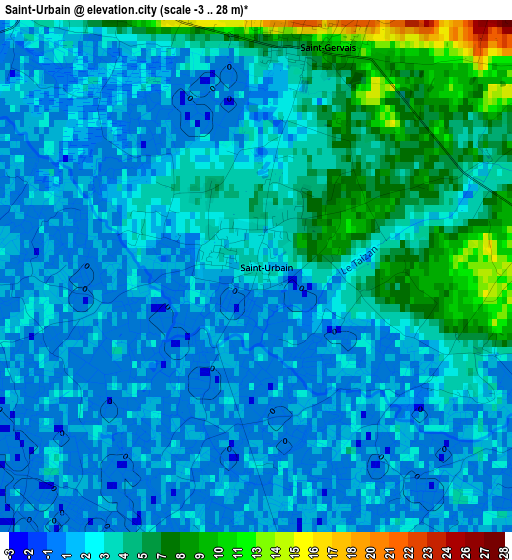 Saint-Urbain elevation map