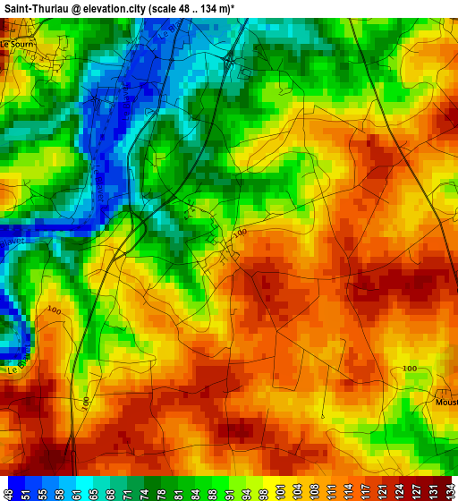 Saint-Thuriau elevation map