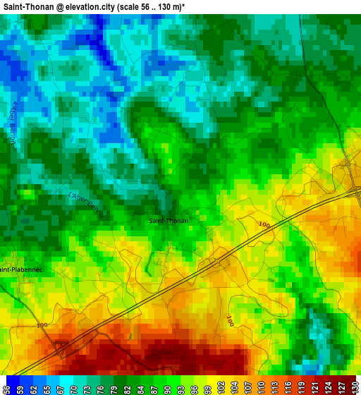 Saint-Thonan elevation map