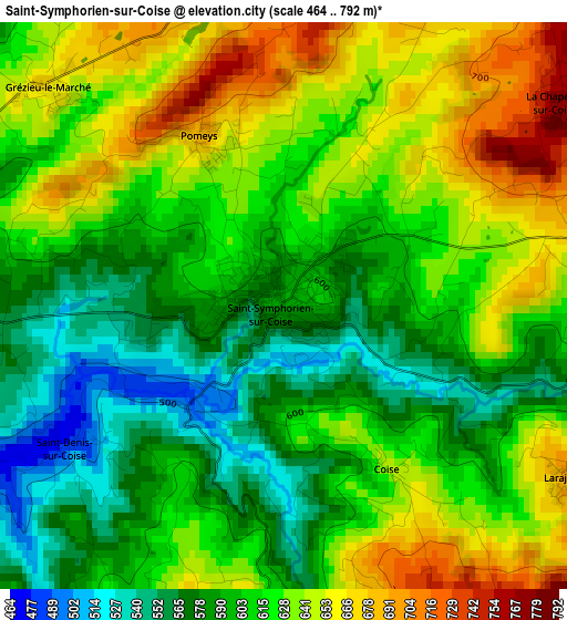 Saint-Symphorien-sur-Coise elevation map