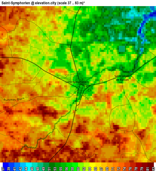 Saint-Symphorien elevation map