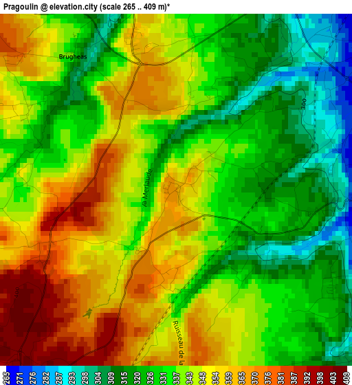 Pragoulin elevation map