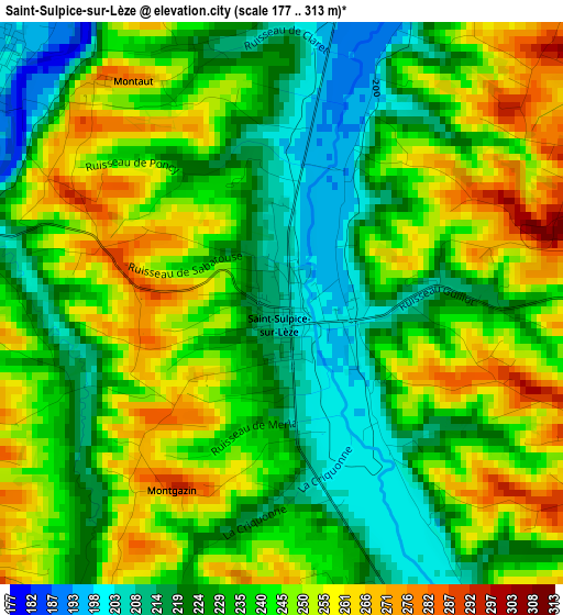 Saint-Sulpice-sur-Lèze elevation map