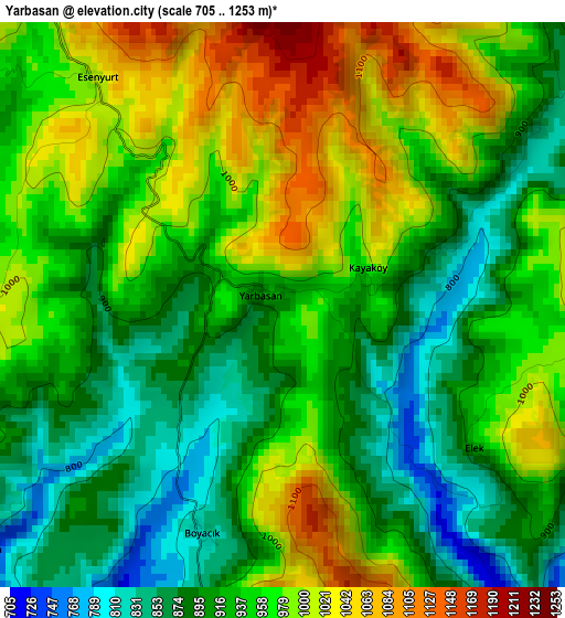 Yarbasan elevation map