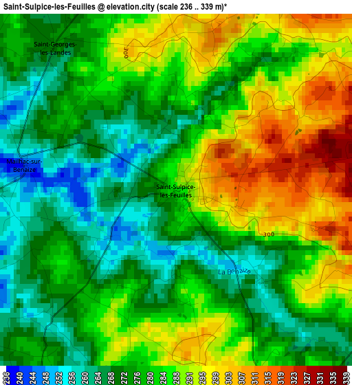 Saint-Sulpice-les-Feuilles elevation map