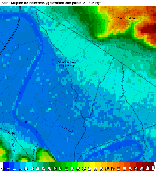 Saint-Sulpice-de-Faleyrens elevation map