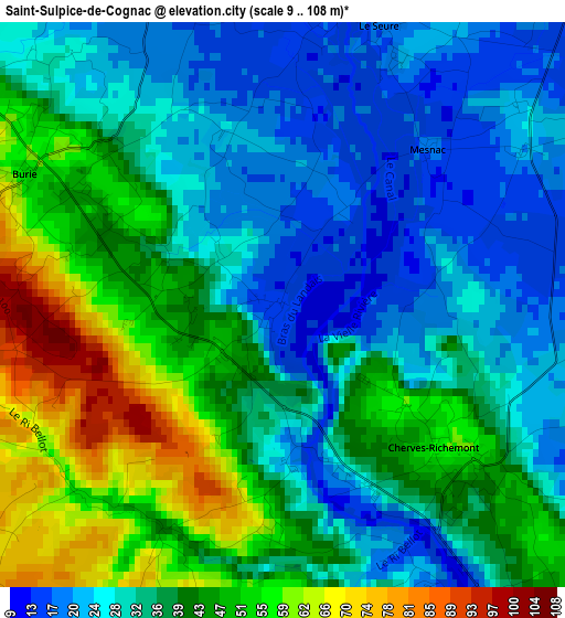 Saint-Sulpice-de-Cognac elevation map