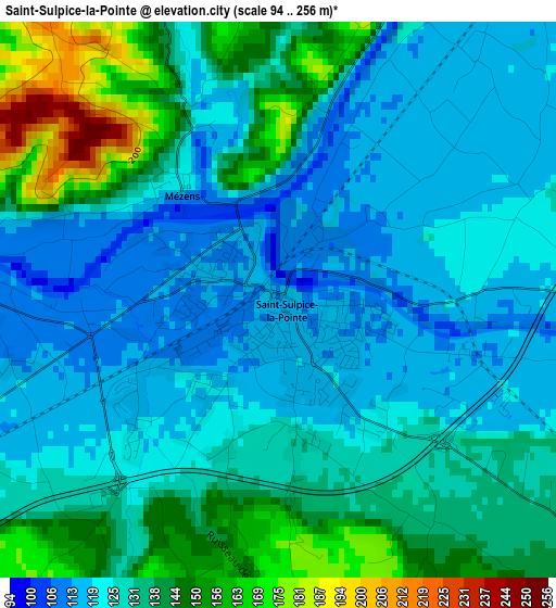 Saint-Sulpice-la-Pointe elevation map