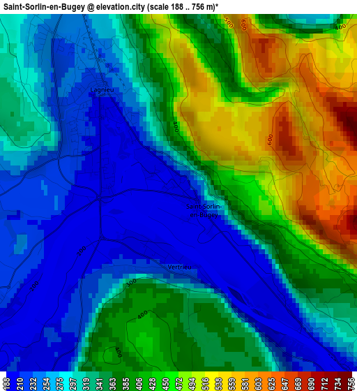 Saint-Sorlin-en-Bugey elevation map