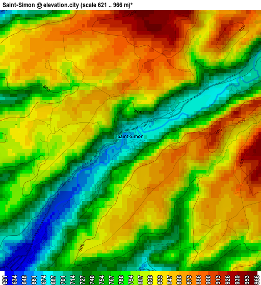 Saint-Simon elevation map