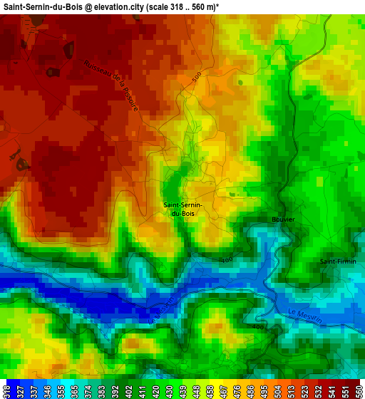 Saint-Sernin-du-Bois elevation map