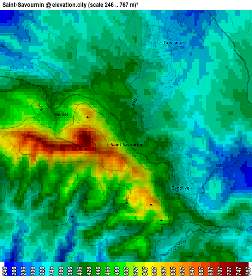 Saint-Savournin elevation map