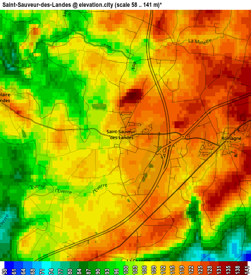 Saint-Sauveur-des-Landes elevation map