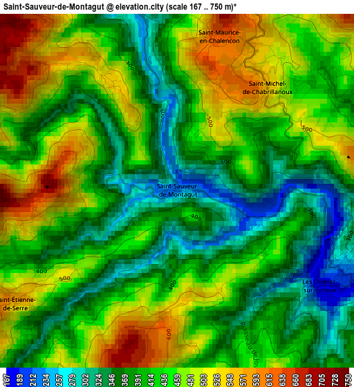 Saint-Sauveur-de-Montagut elevation map