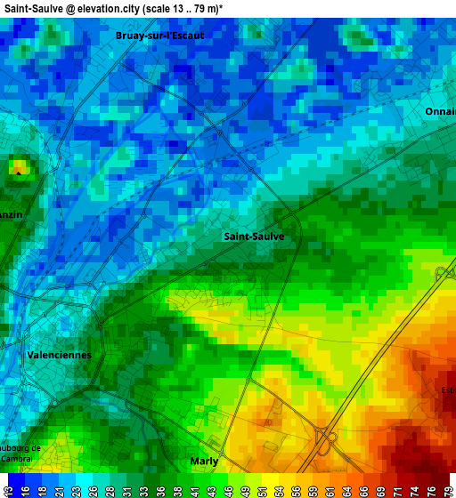 Saint-Saulve elevation map