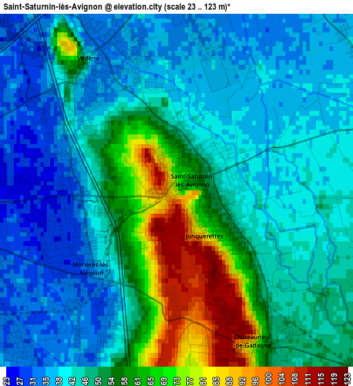 Saint-Saturnin-lès-Avignon elevation map