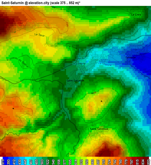 Saint-Saturnin elevation map