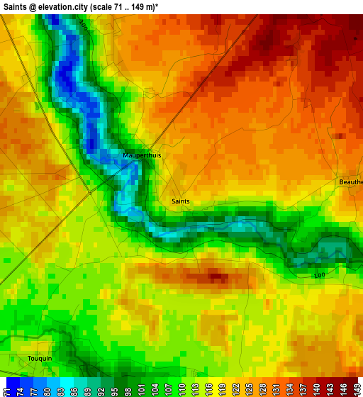 Saints elevation map