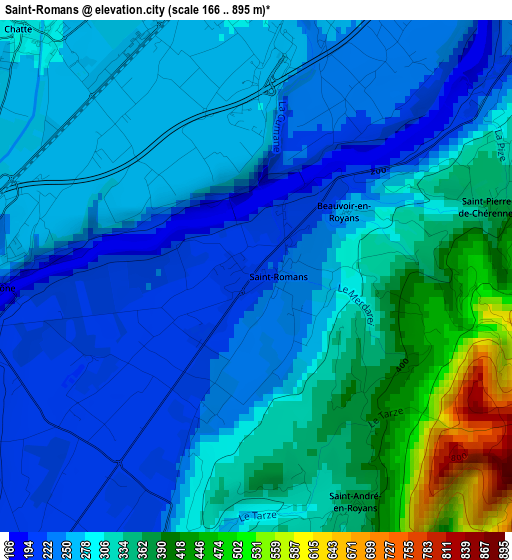 Saint-Romans elevation map