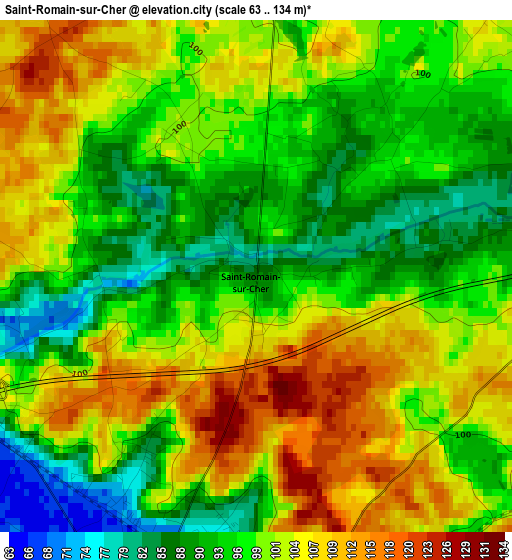 Saint-Romain-sur-Cher elevation map