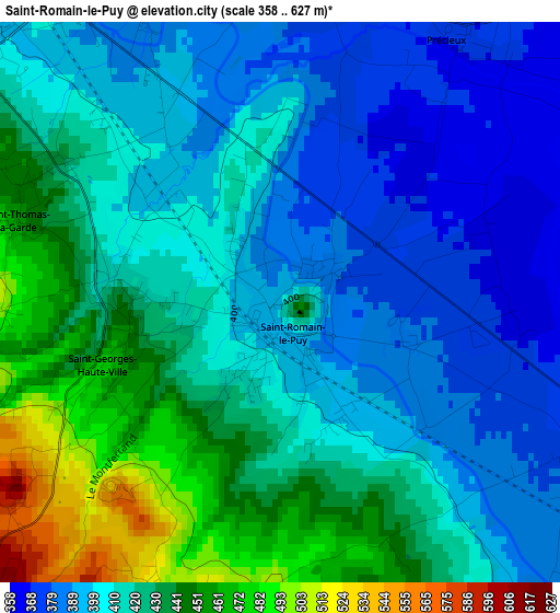 Saint-Romain-le-Puy elevation map