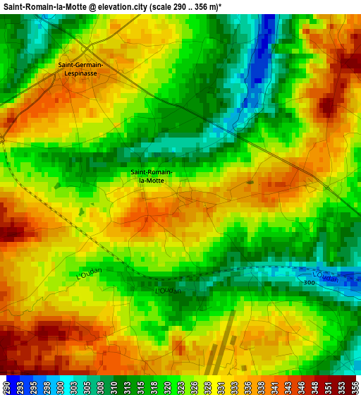 Saint-Romain-la-Motte elevation map