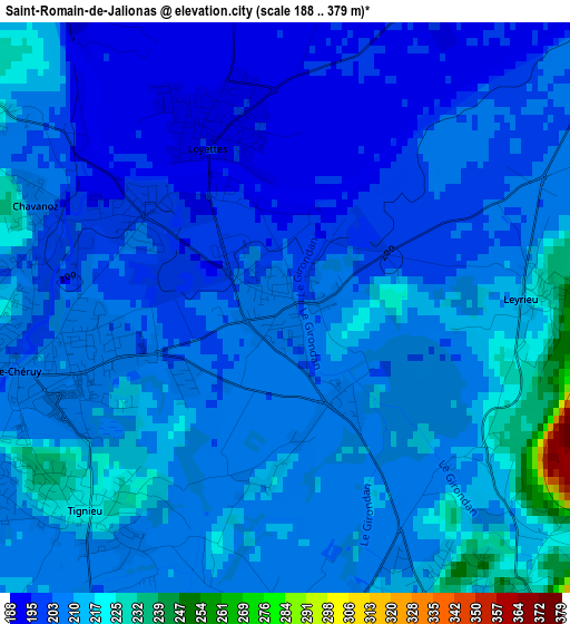 Saint-Romain-de-Jalionas elevation map