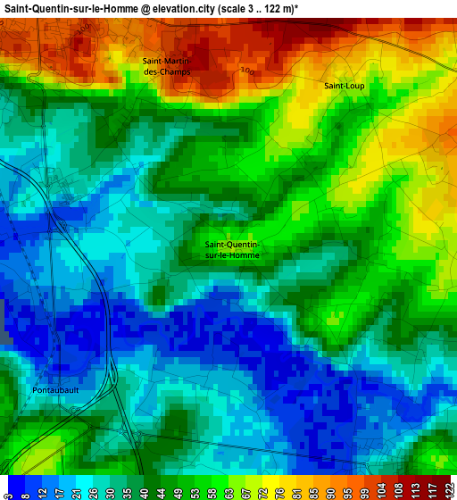 Saint-Quentin-sur-le-Homme elevation map