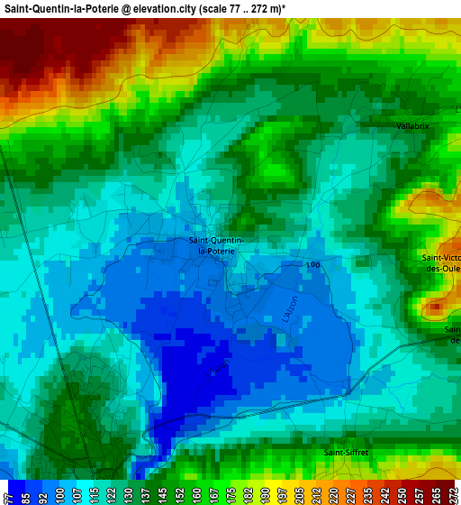 Saint-Quentin-la-Poterie elevation map