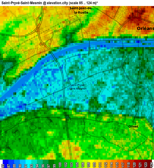 Saint-Pryvé-Saint-Mesmin elevation map