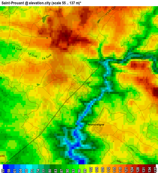 Saint-Prouant elevation map