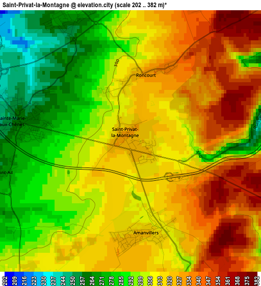 Saint-Privat-la-Montagne elevation map